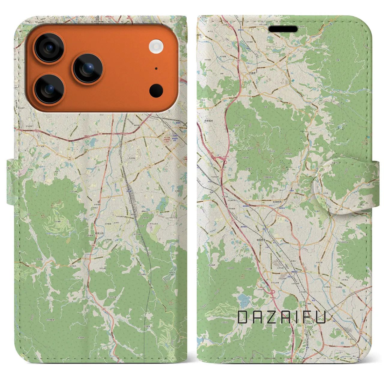 【太宰府(福岡県)】地図柄iPhoneケース(手帳タイプ)