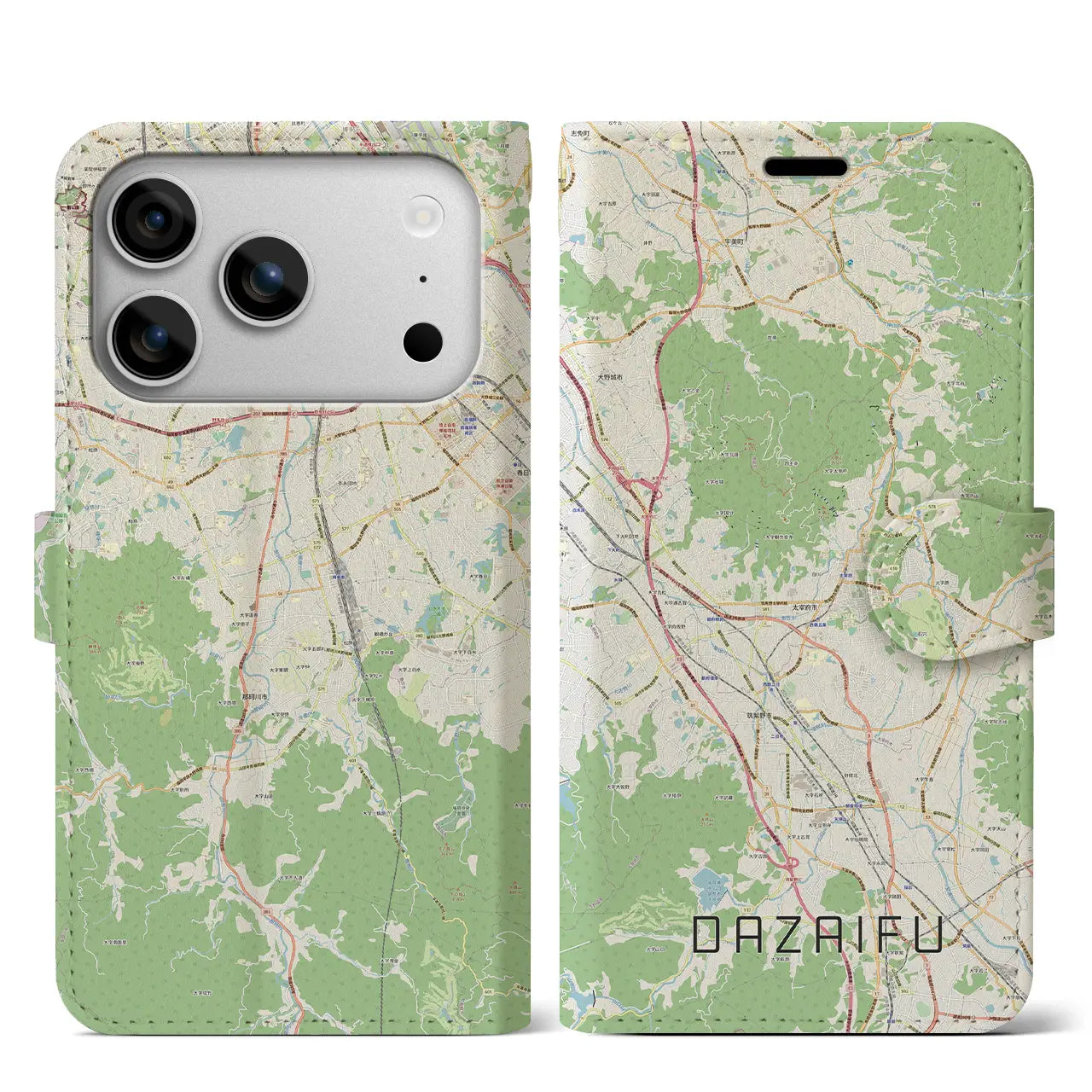 【太宰府(福岡県)】地図柄iPhoneケース(手帳タイプ)