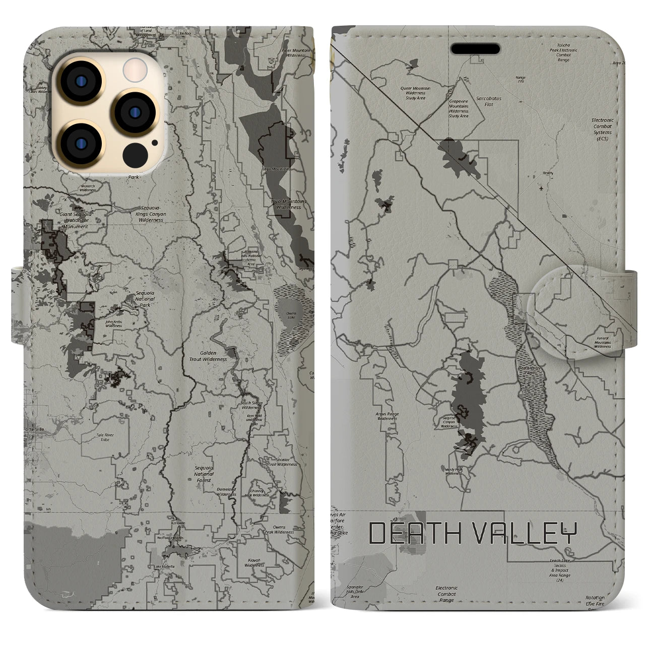 【デスヴァレー(アメリカ)】地図柄iPhoneケース(手帳タイプ)