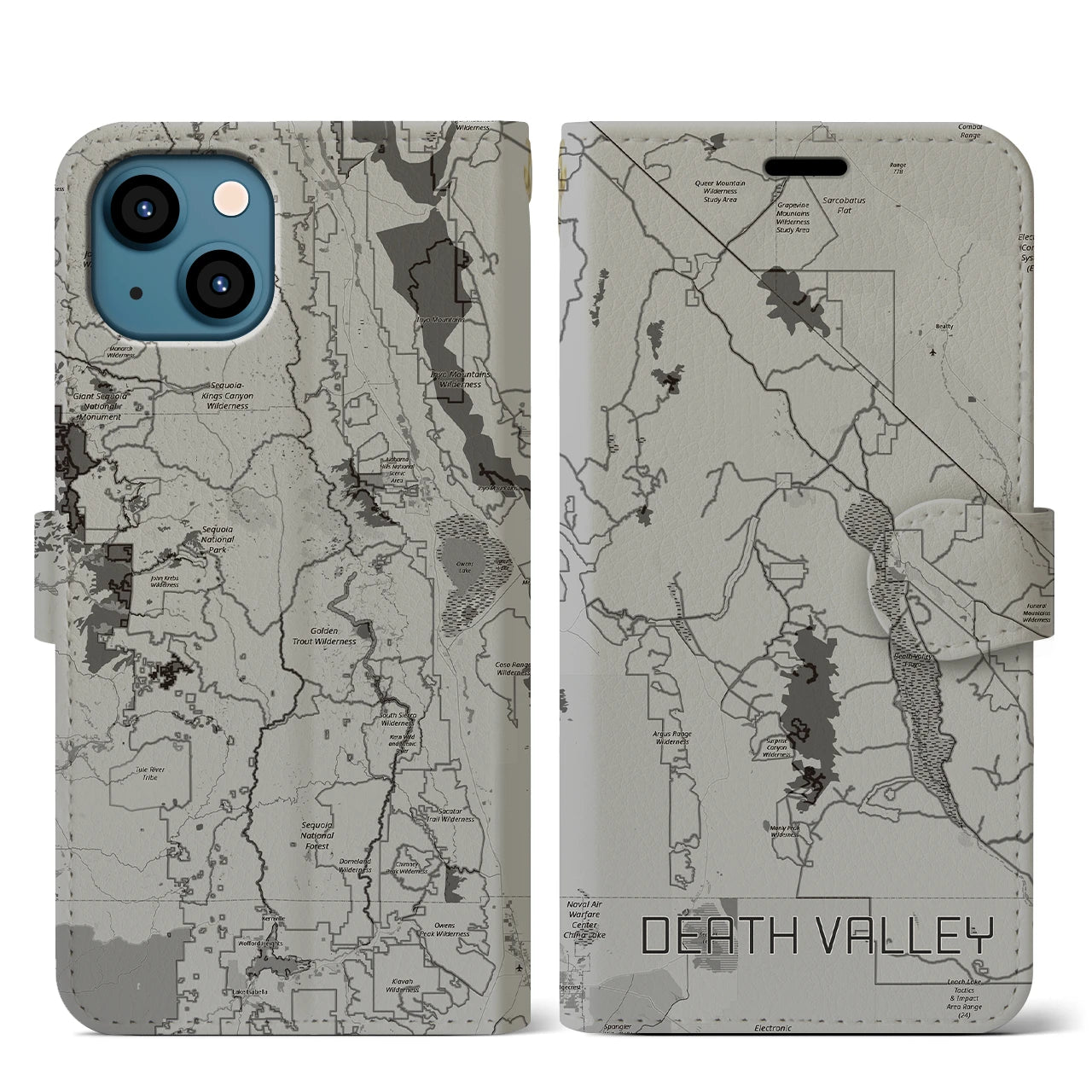 【デスヴァレー(アメリカ)】地図柄iPhoneケース(手帳タイプ)