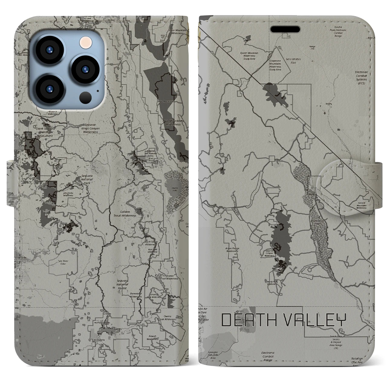 【デスヴァレー(アメリカ)】地図柄iPhoneケース(手帳タイプ)