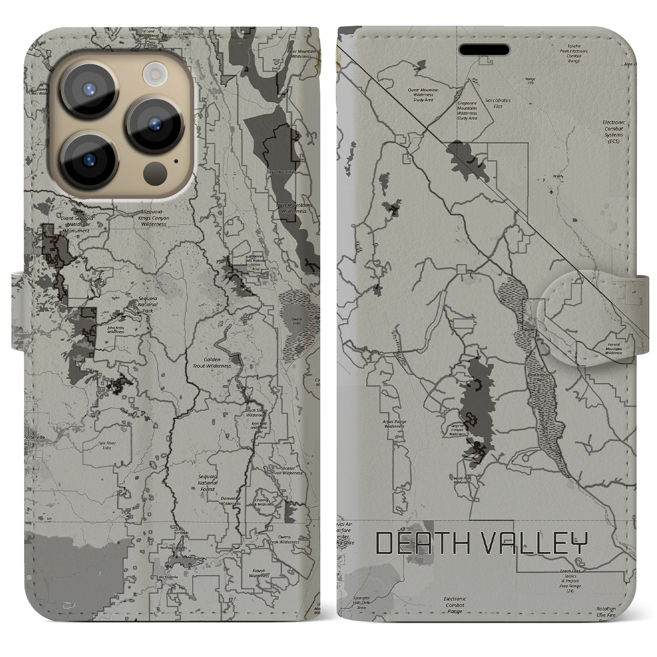 【デスヴァレー(アメリカ)】地図柄iPhoneケース(手帳タイプ)