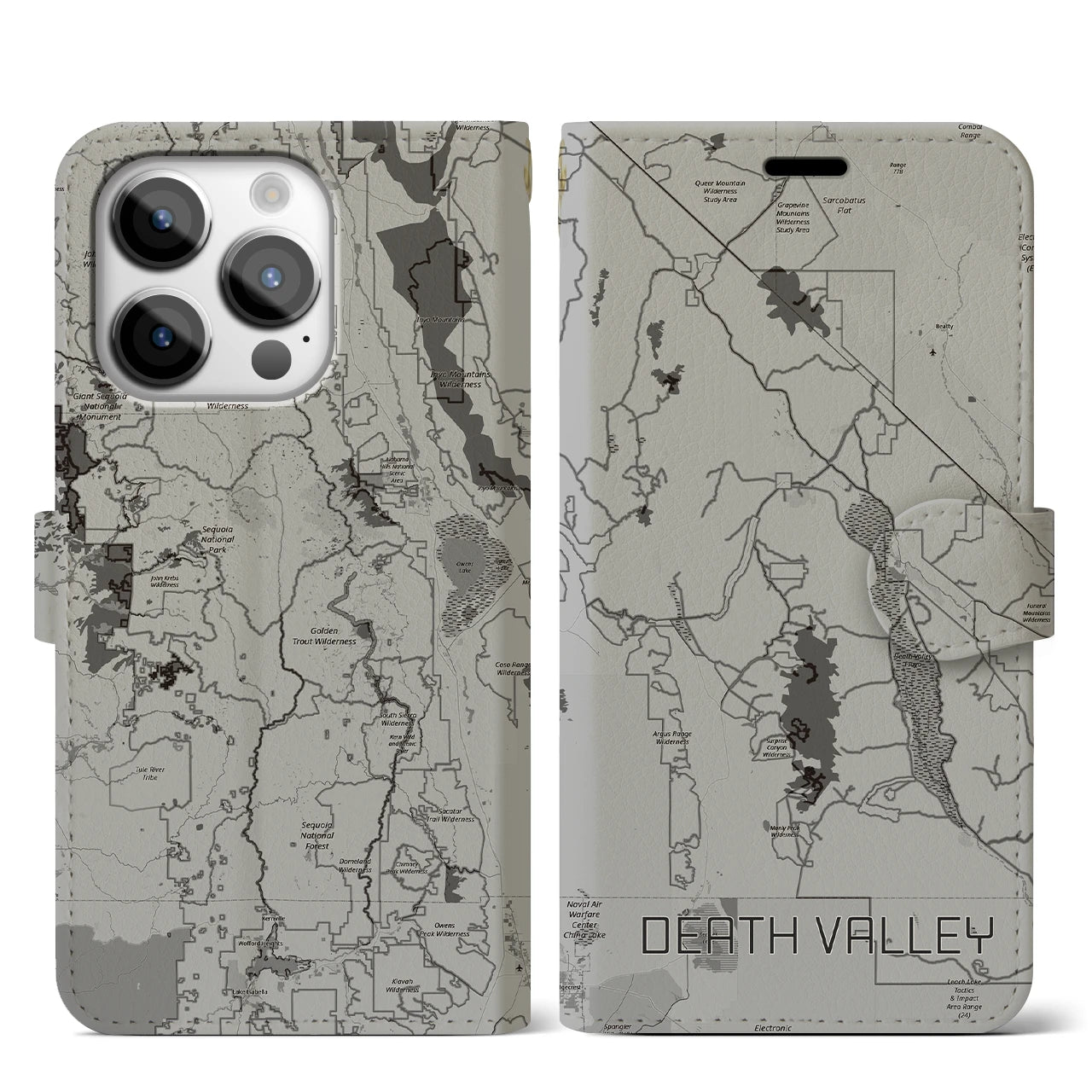 【デスヴァレー(アメリカ)】地図柄iPhoneケース(手帳タイプ)