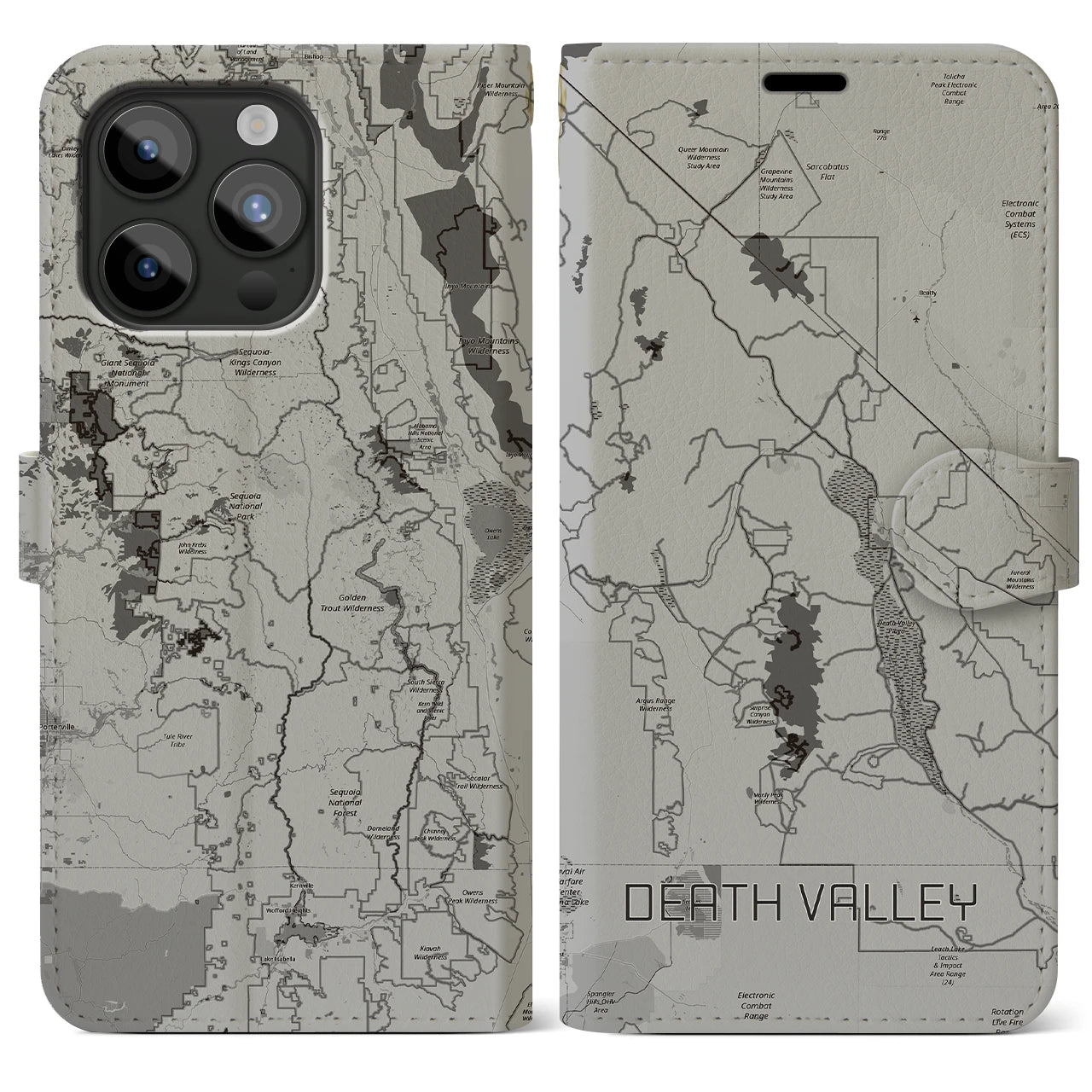 【デスヴァレー(アメリカ)】地図柄iPhoneケース(手帳タイプ)