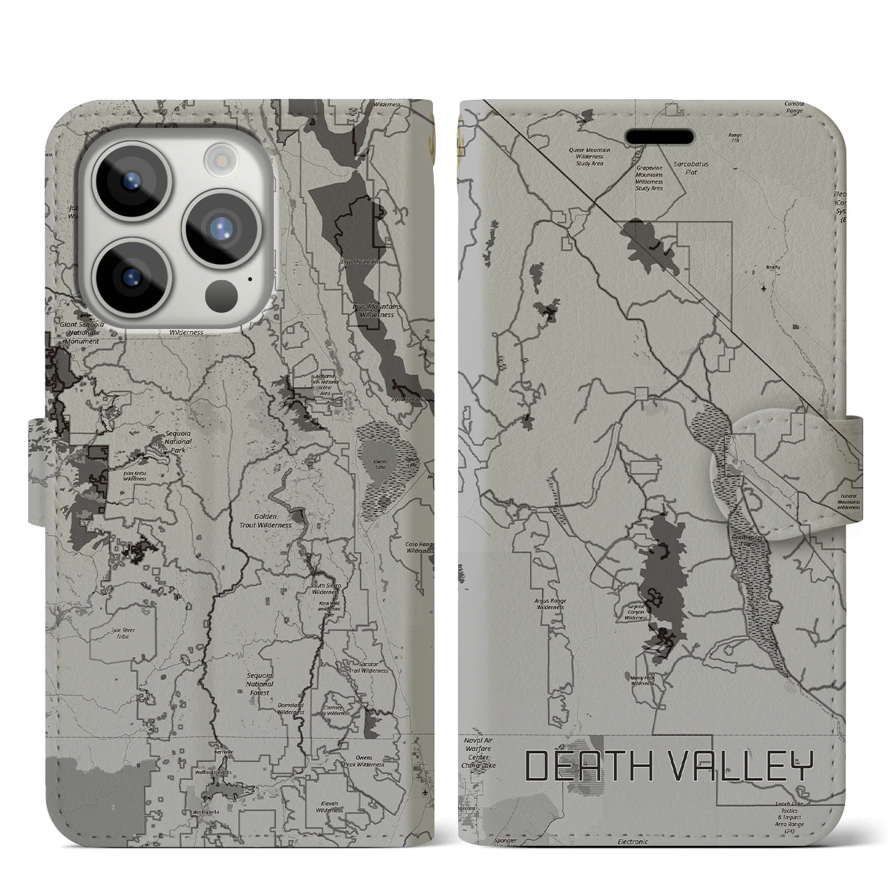 【デスヴァレー(アメリカ)】地図柄iPhoneケース(手帳タイプ)