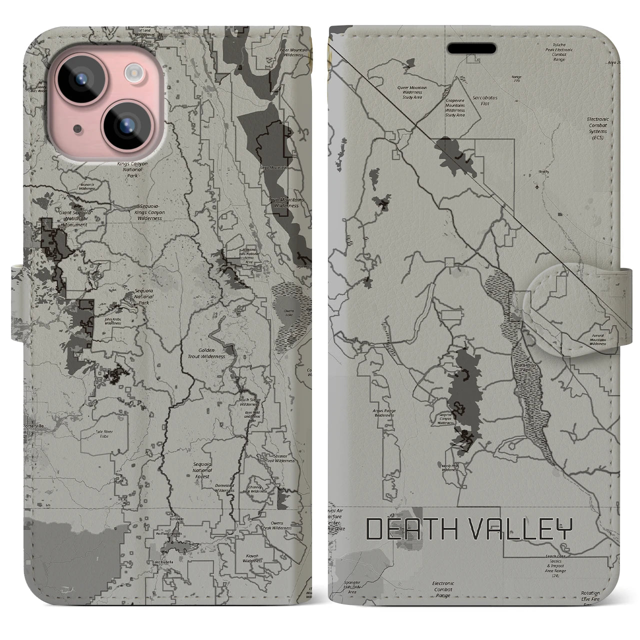 【デスヴァレー(アメリカ)】地図柄iPhoneケース(手帳タイプ)