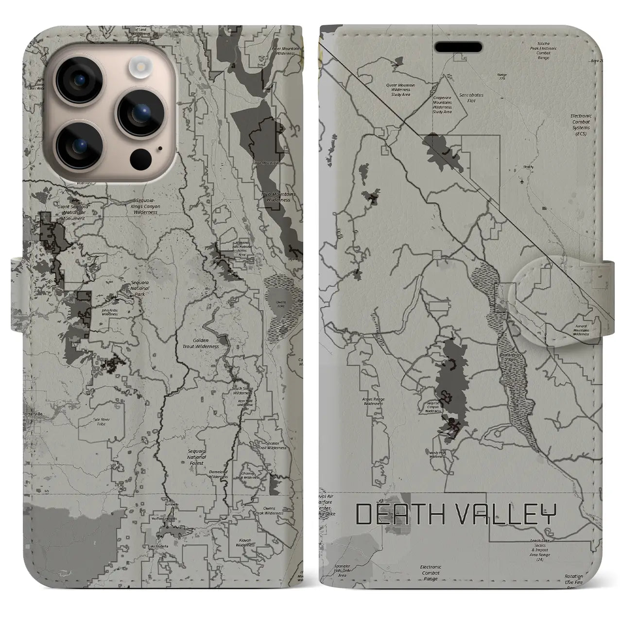 【デスヴァレー(アメリカ)】地図柄iPhoneケース(手帳タイプ)
