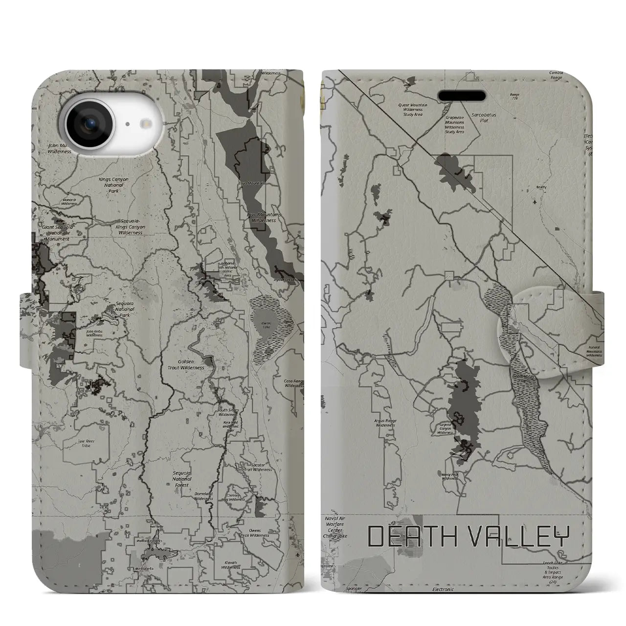 【デスヴァレー(アメリカ)】地図柄iPhoneケース(手帳タイプ)