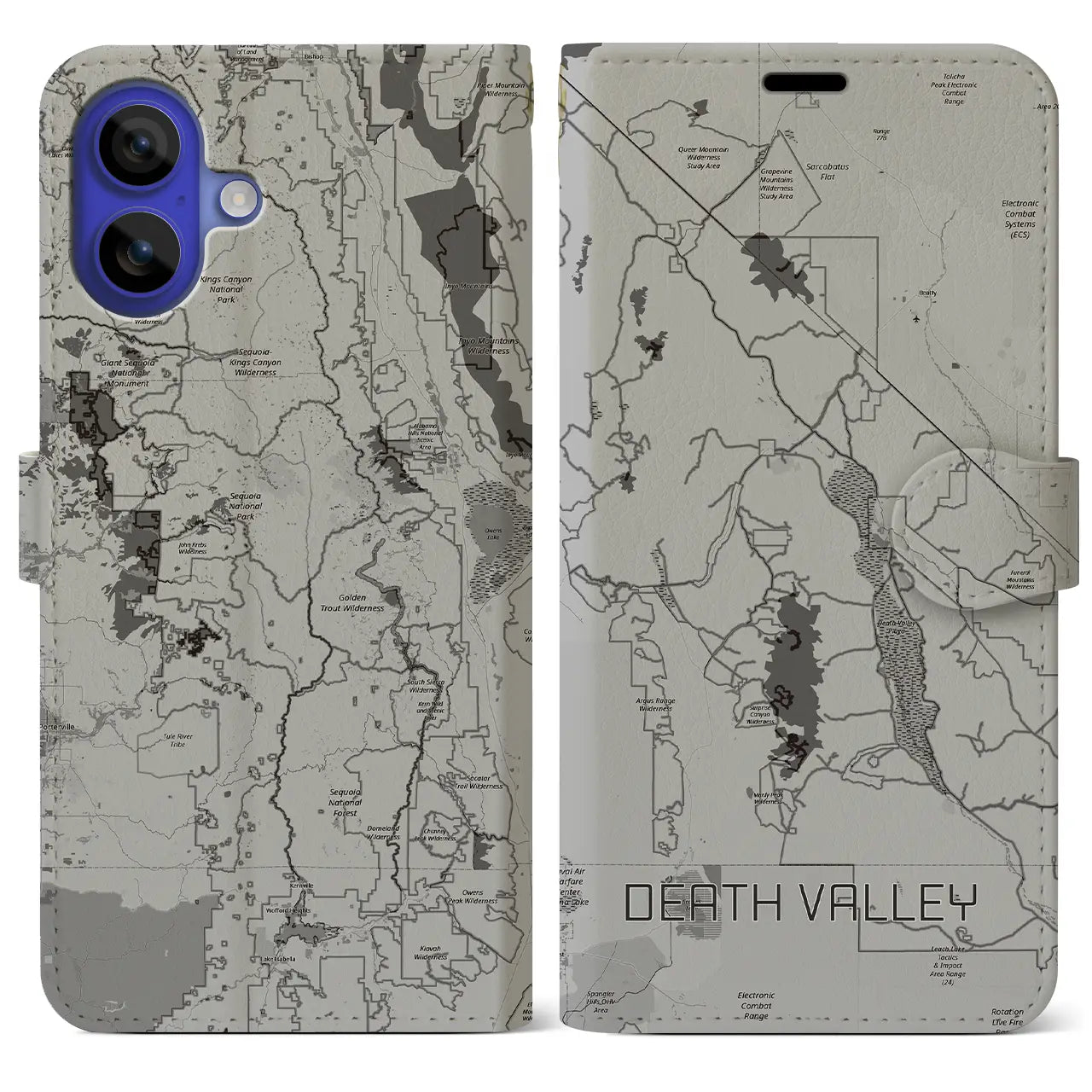 【デスヴァレー(アメリカ)】地図柄iPhoneケース(手帳タイプ)