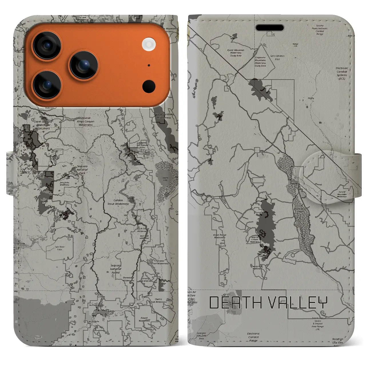 【デスヴァレー(アメリカ)】地図柄iPhoneケース(手帳タイプ)