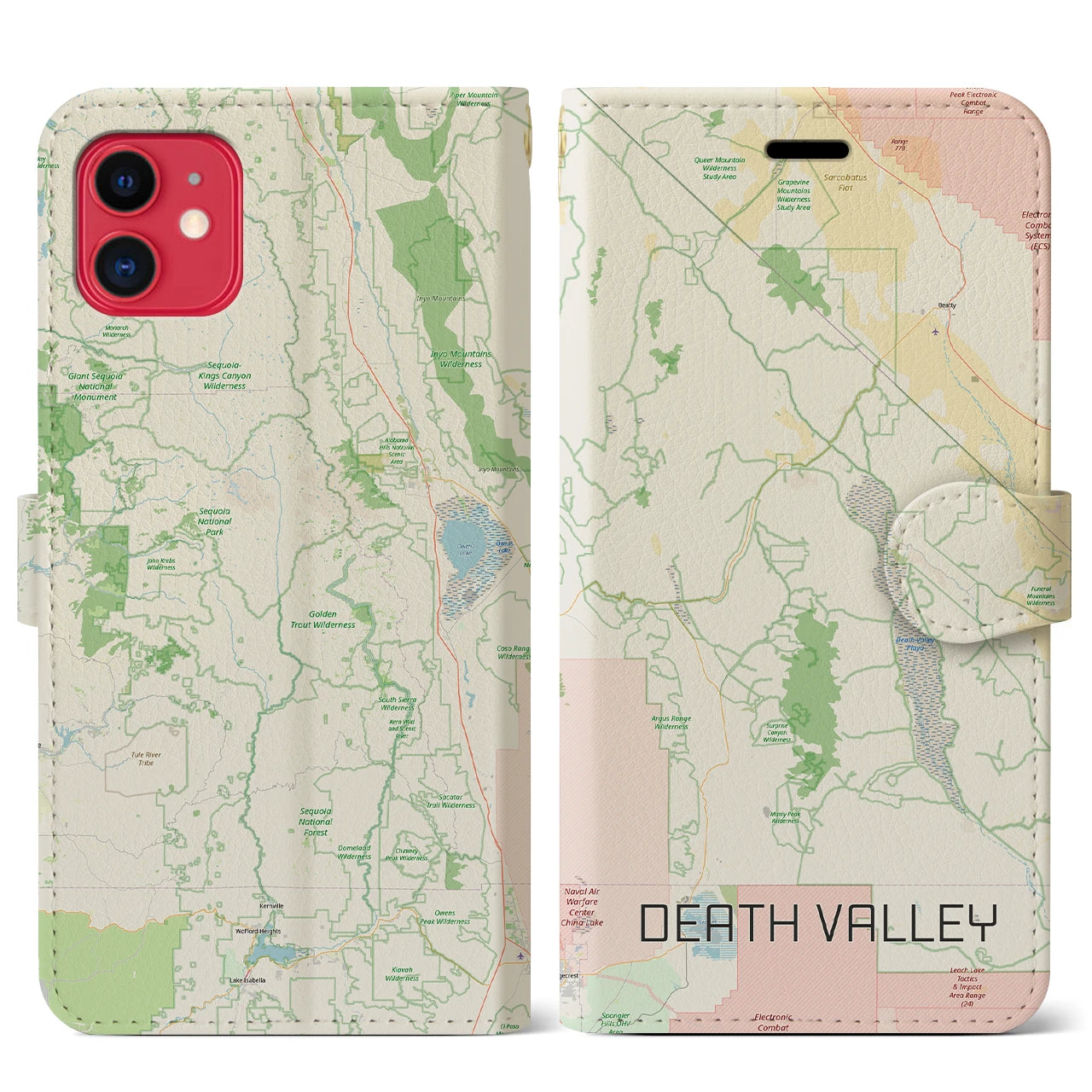 【デスヴァレー(アメリカ)】地図柄iPhoneケース(手帳タイプ)