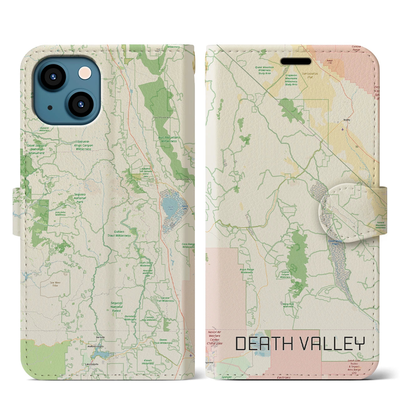 【デスヴァレー(アメリカ)】地図柄iPhoneケース(手帳タイプ)