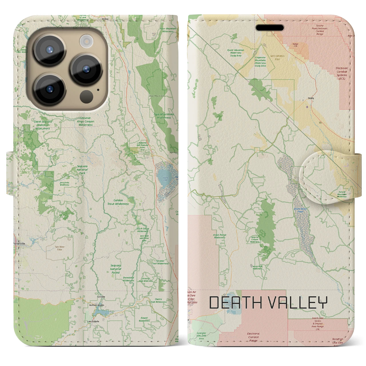【デスヴァレー(アメリカ)】地図柄iPhoneケース(手帳タイプ)