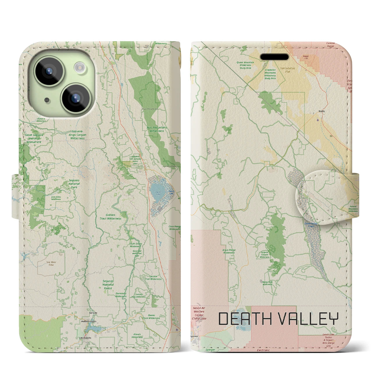 【デスヴァレー(アメリカ)】地図柄iPhoneケース(手帳タイプ)