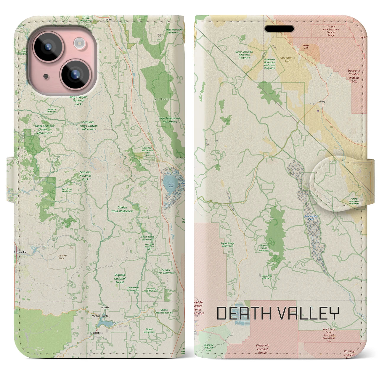 【デスヴァレー(アメリカ)】地図柄iPhoneケース(手帳タイプ)