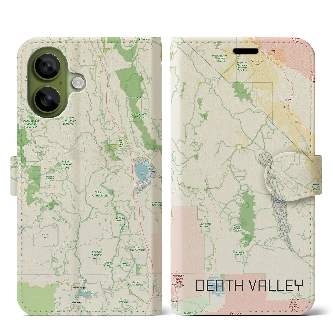 【デスヴァレー(アメリカ)】地図柄iPhoneケース(手帳タイプ)