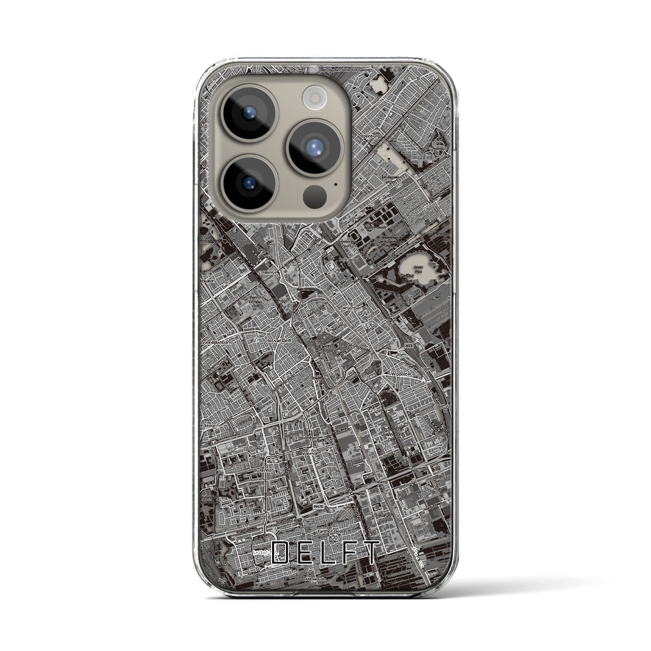 【デルフト(オランダ)】地図柄iPhoneケース(クリアタイプ)