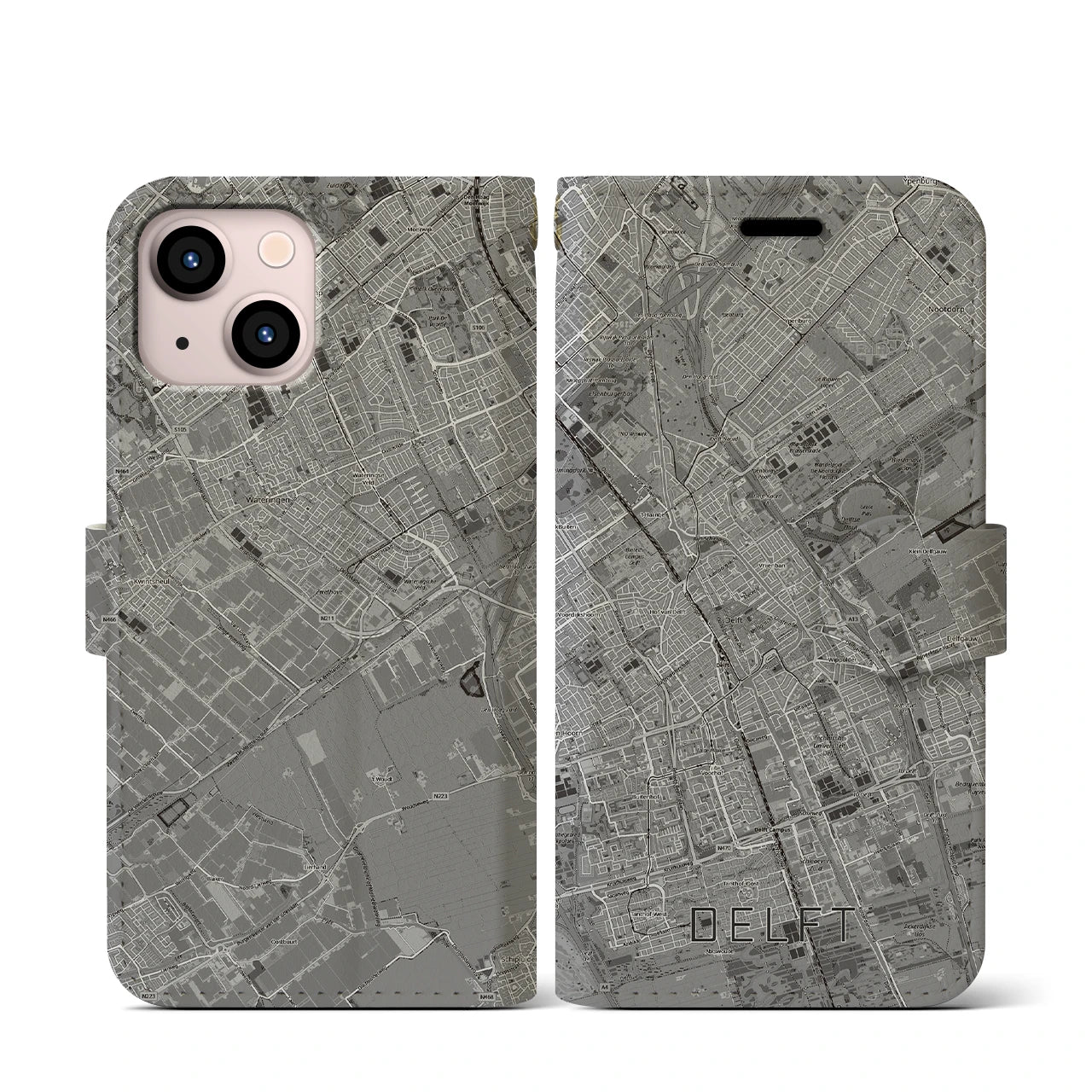 【デルフト(オランダ)】地図柄iPhoneケース(手帳タイプ)