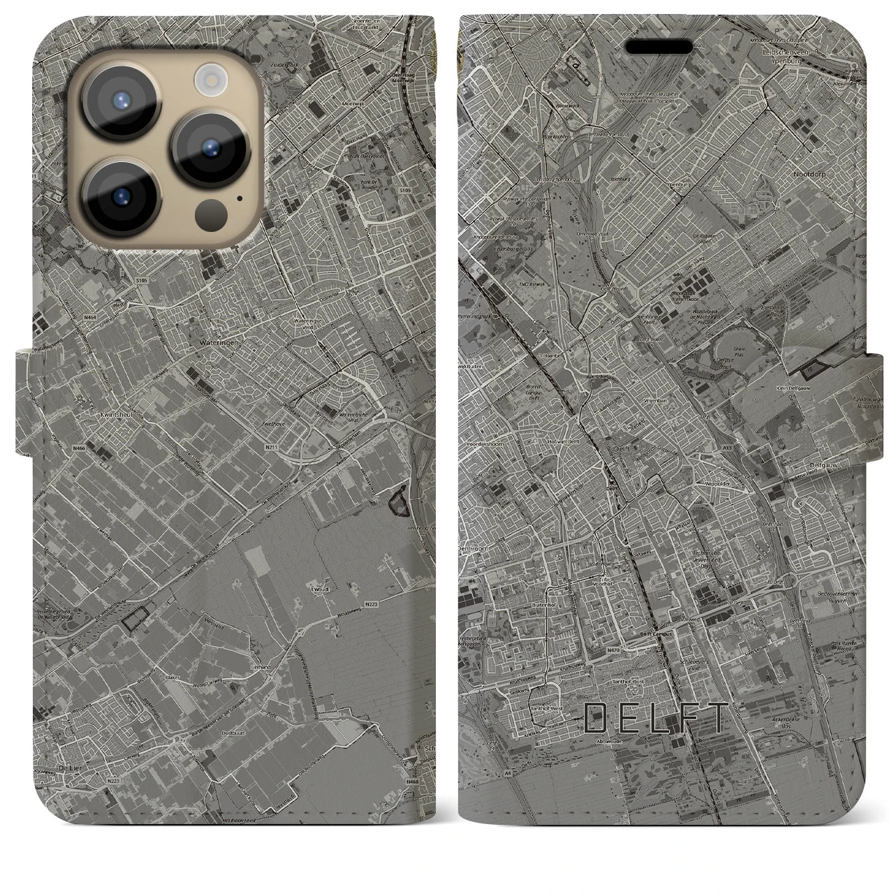 【デルフト(オランダ)】地図柄iPhoneケース(手帳タイプ)