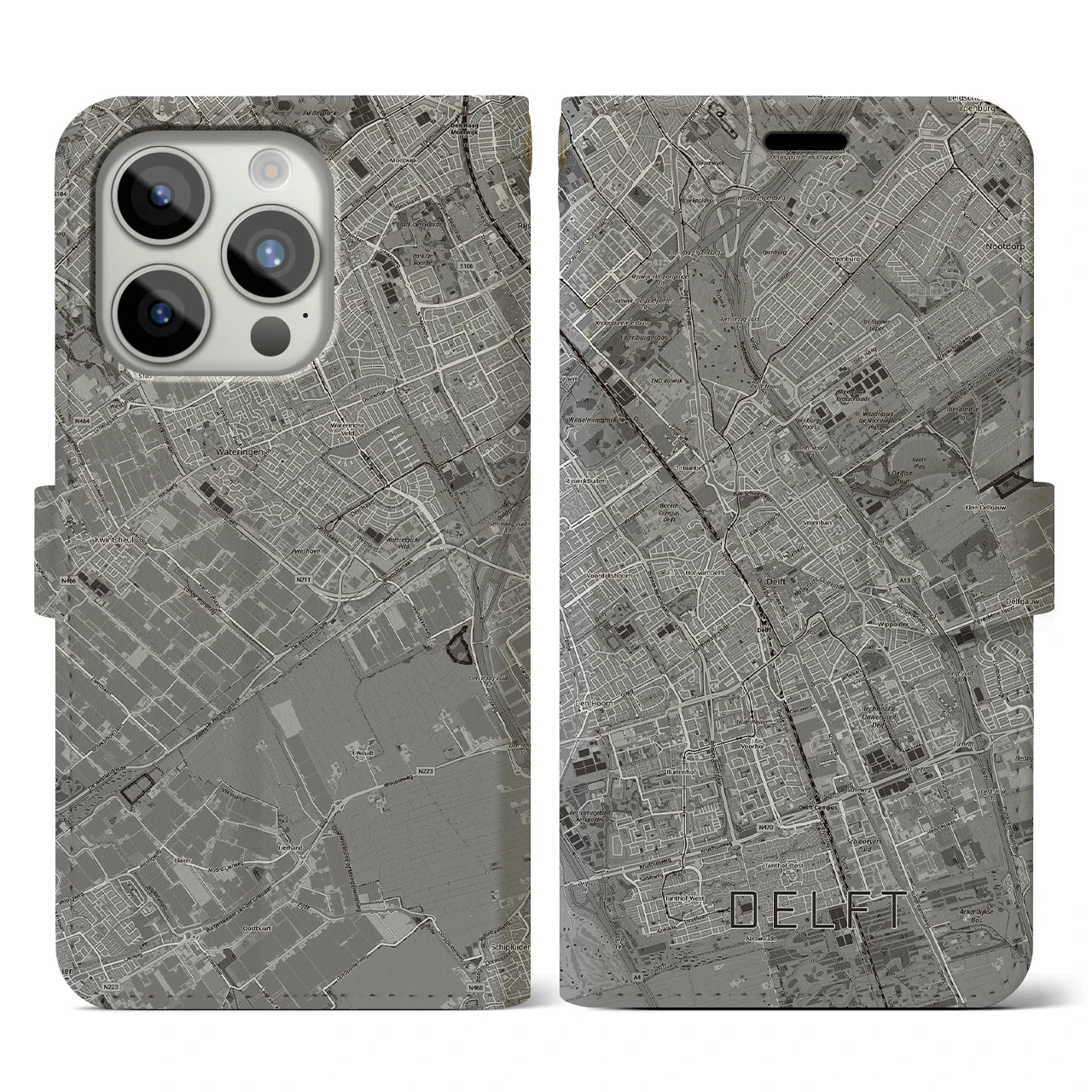 【デルフト(オランダ)】地図柄iPhoneケース(手帳タイプ)