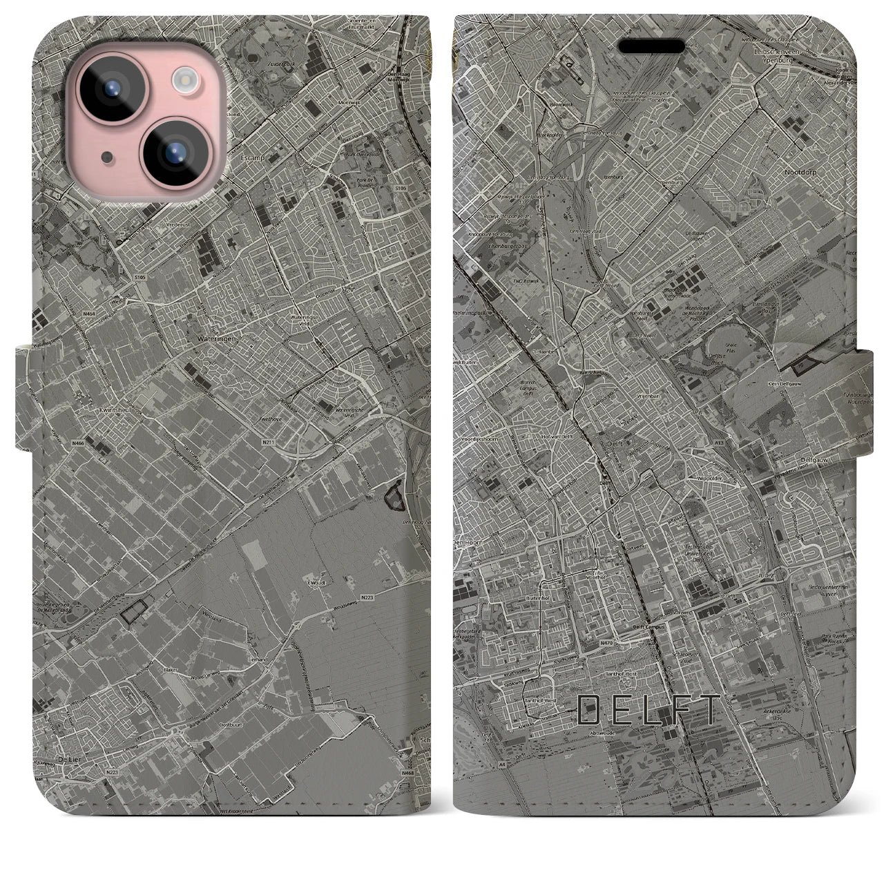 【デルフト(オランダ)】地図柄iPhoneケース(手帳タイプ)