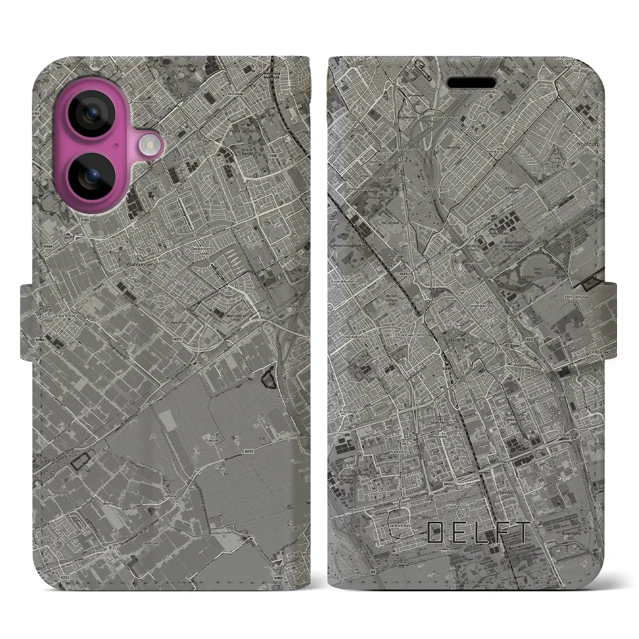 【デルフト(オランダ)】地図柄iPhoneケース(手帳タイプ)