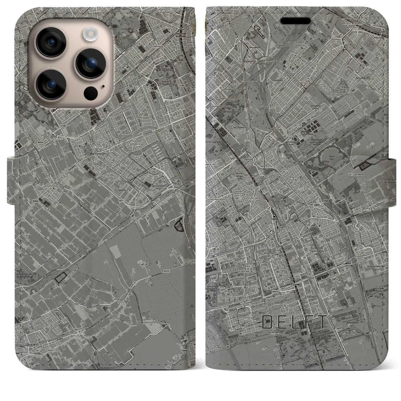 【デルフト(オランダ)】地図柄iPhoneケース(手帳タイプ)