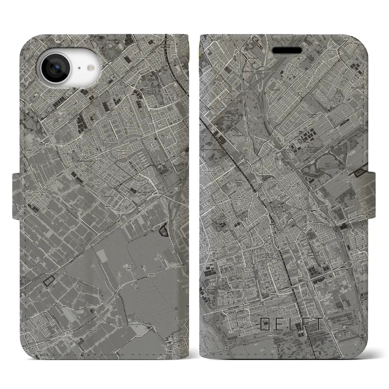 【デルフト(オランダ)】地図柄iPhoneケース(手帳タイプ)