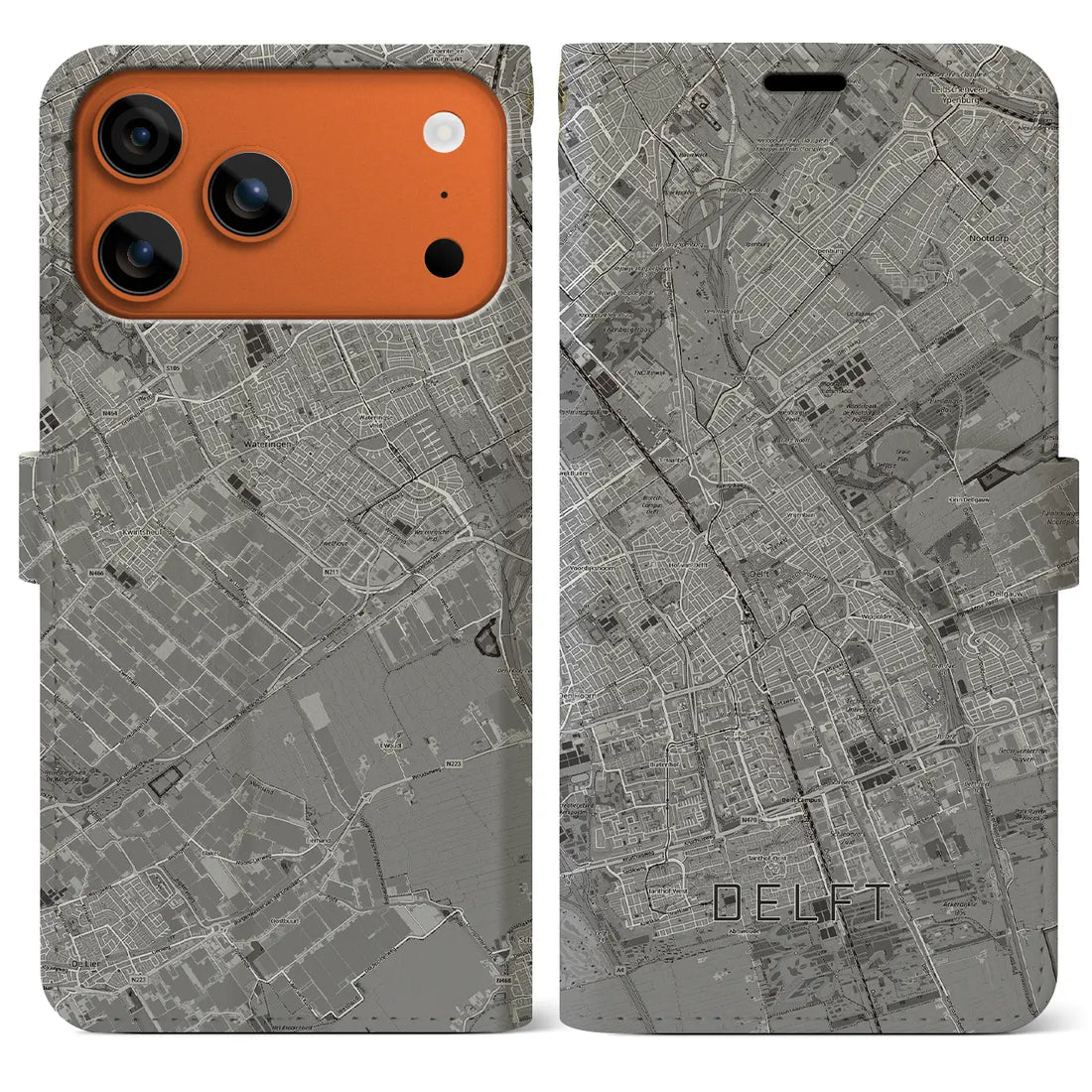 【デルフト(オランダ)】地図柄iPhoneケース(手帳タイプ)