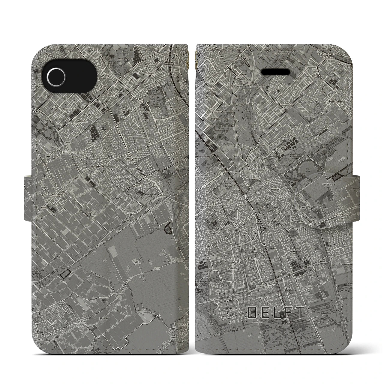 【デルフト(オランダ)】地図柄iPhoneケース(手帳タイプ)