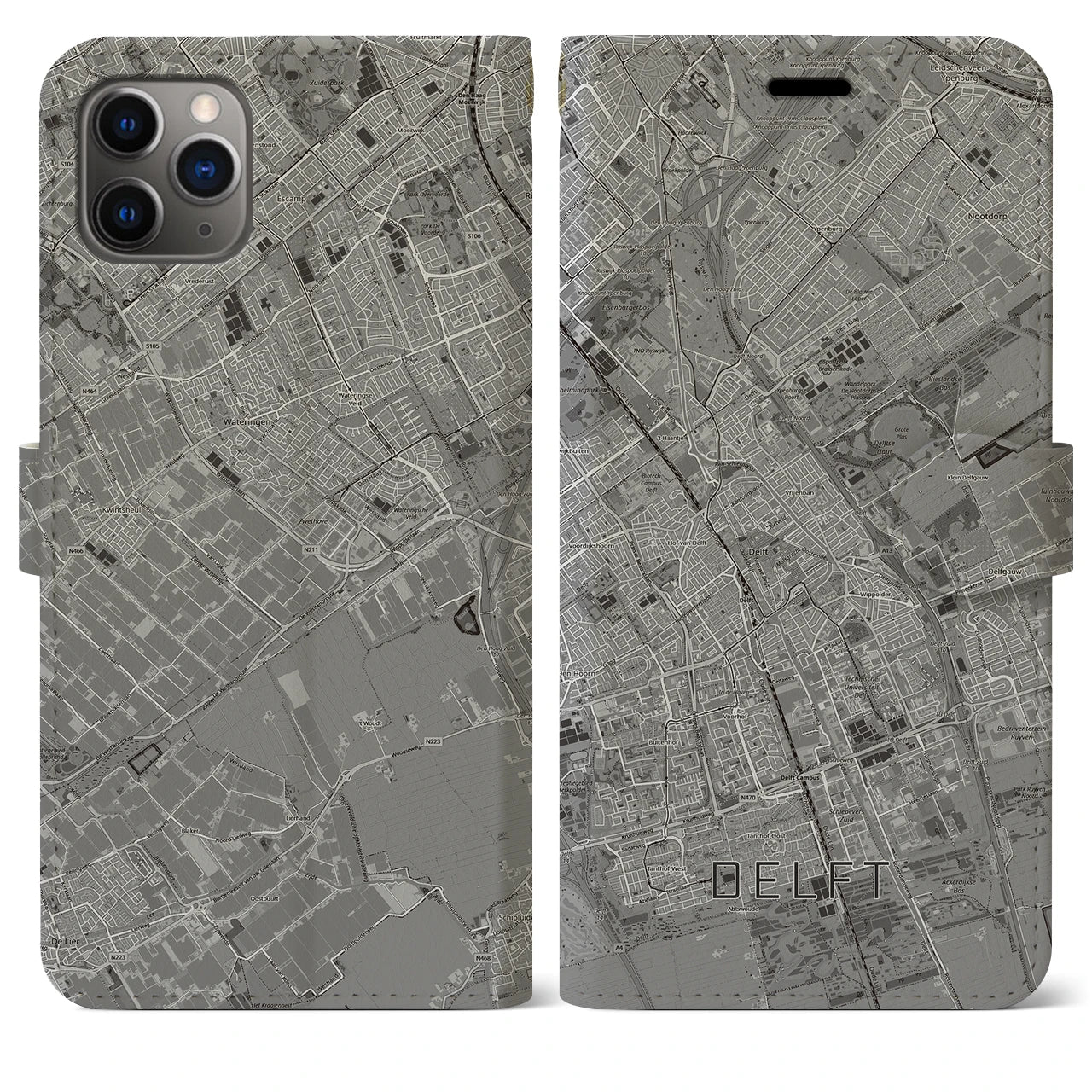 【デルフト(オランダ)】地図柄iPhoneケース(手帳タイプ)