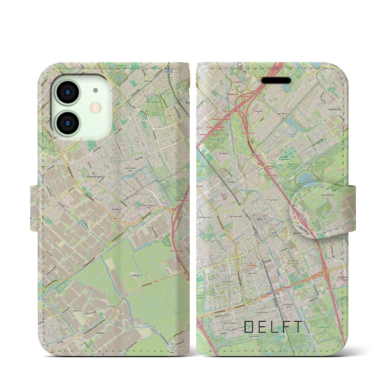 【デルフト(オランダ)】地図柄iPhoneケース(手帳タイプ)