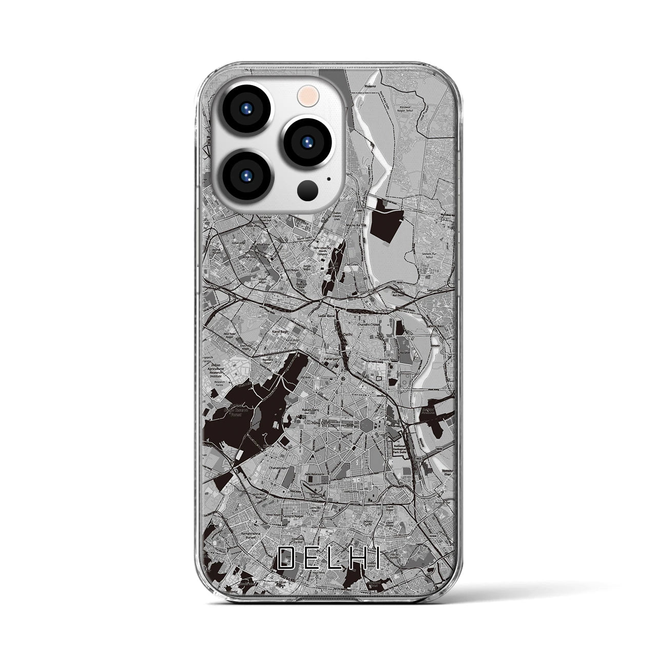 【デリー(インド)】地図柄iPhoneケース(クリアタイプ)