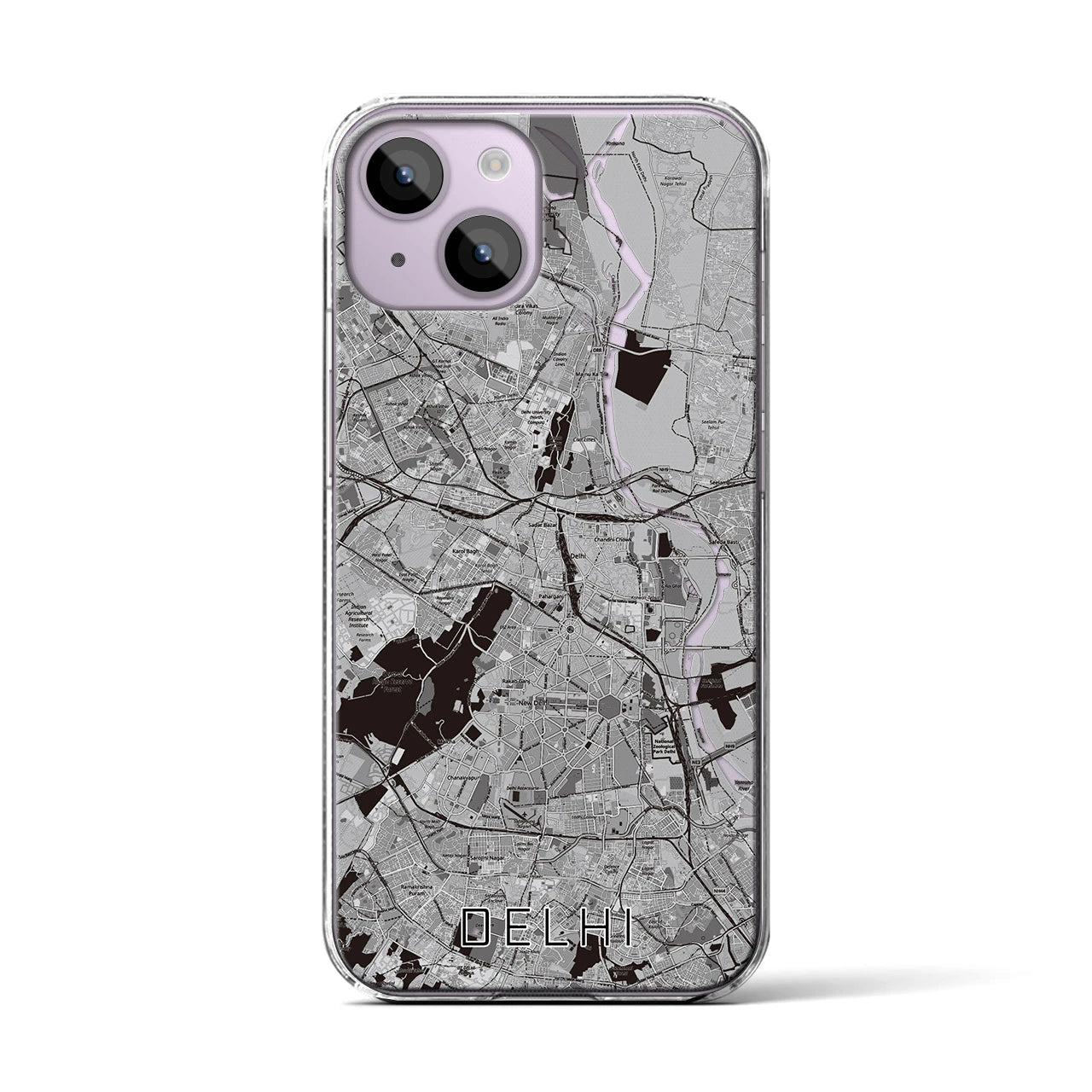 【デリー(インド)】地図柄iPhoneケース(クリアタイプ)