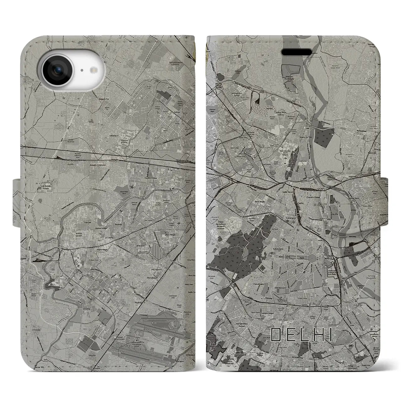 【デリー(インド)】地図柄iPhoneケース(手帳タイプ)