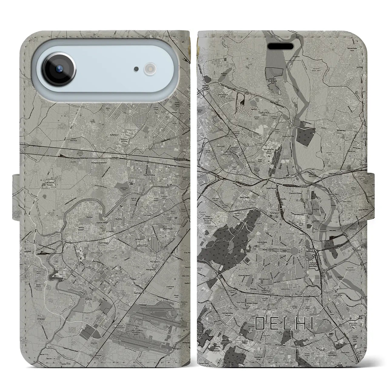 【デリー(インド)】地図柄iPhoneケース(手帳タイプ)