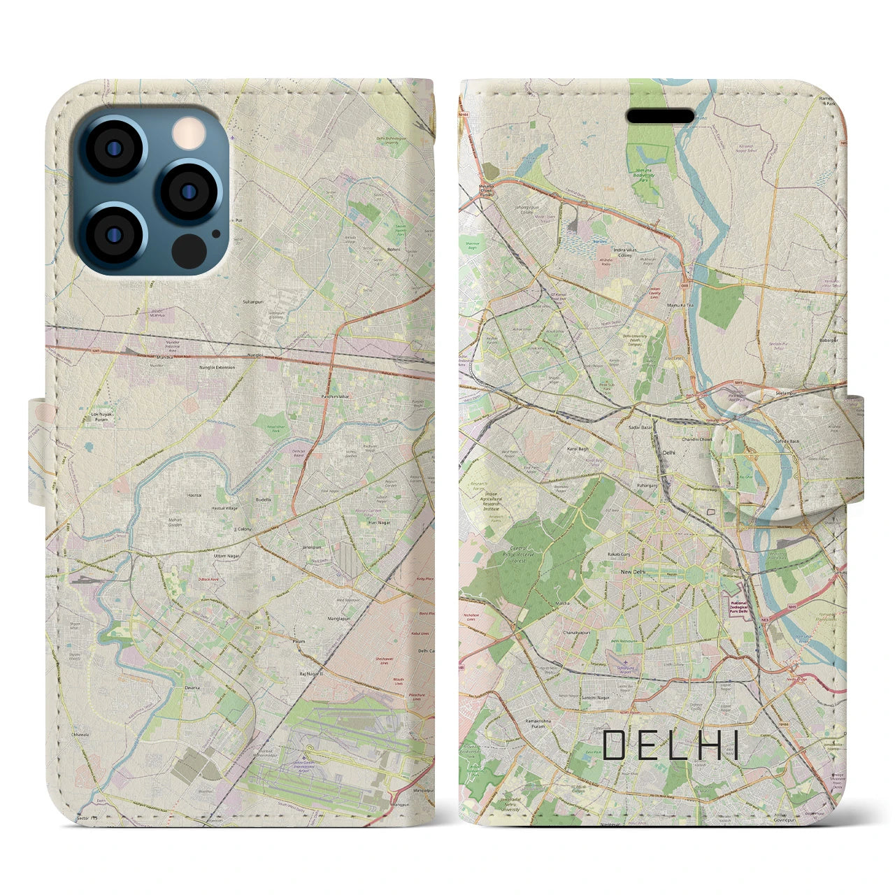 【デリー(インド)】地図柄iPhoneケース(手帳タイプ)