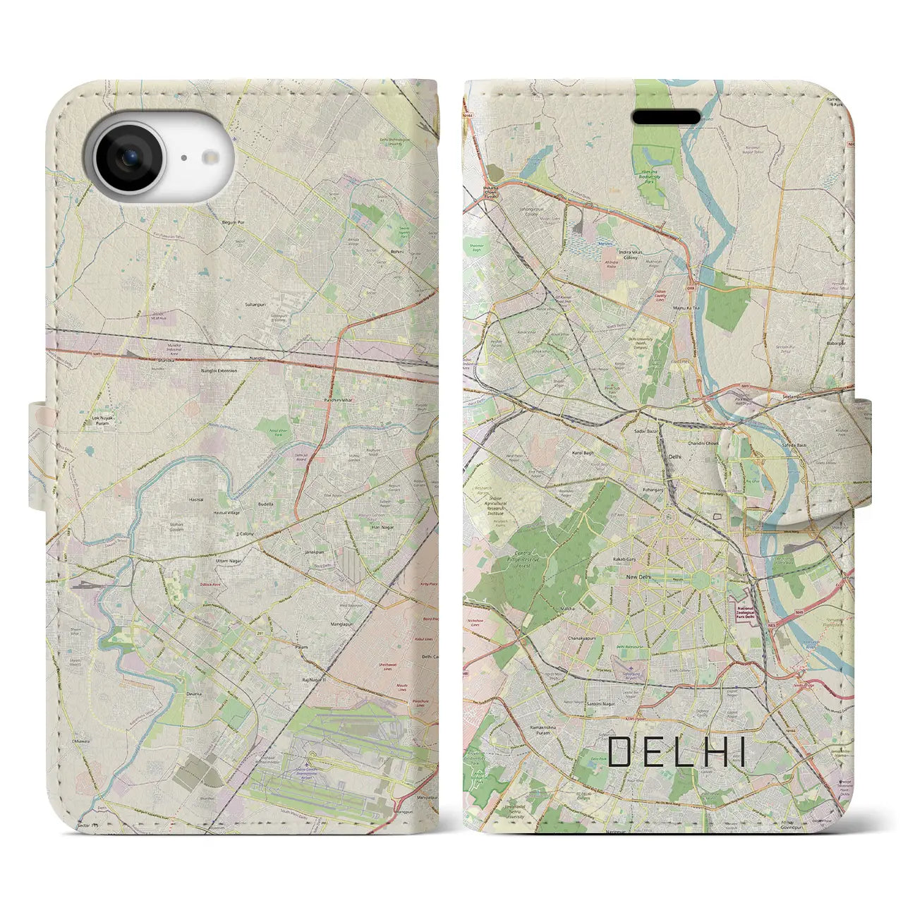 【デリー(インド)】地図柄iPhoneケース(手帳タイプ)