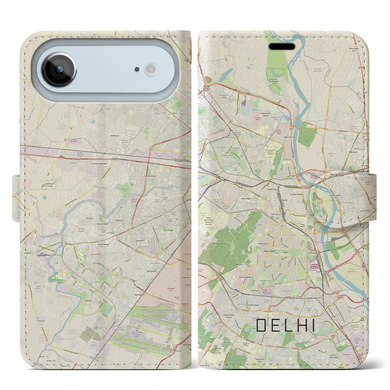【デリー(インド)】地図柄iPhoneケース(手帳タイプ)
