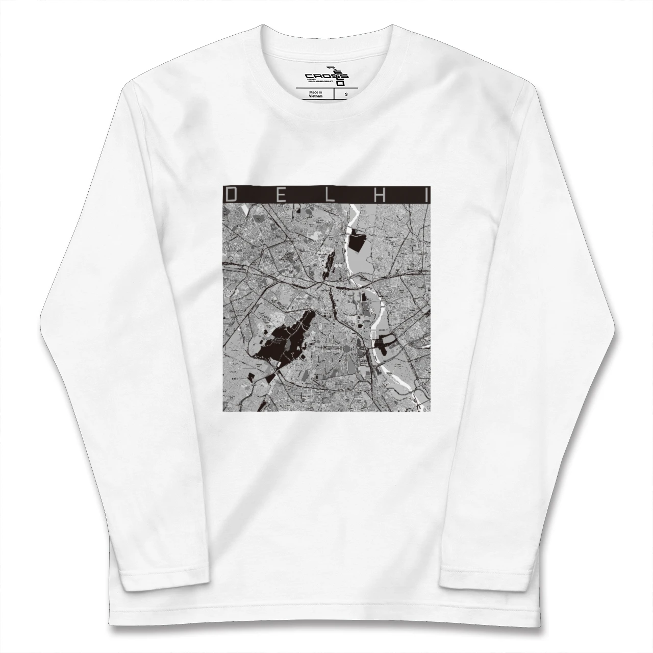 【デリー(インド)】地図柄ロングスリーブTシャツ