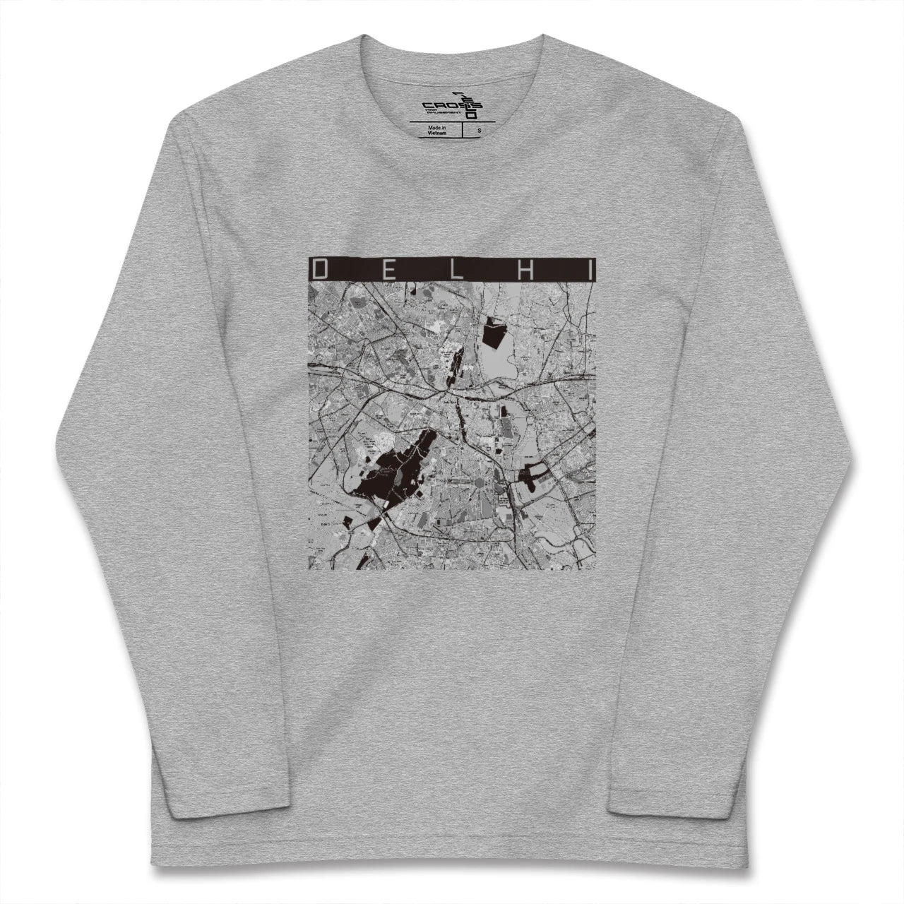 【デリー(インド)】地図柄ロングスリーブTシャツ