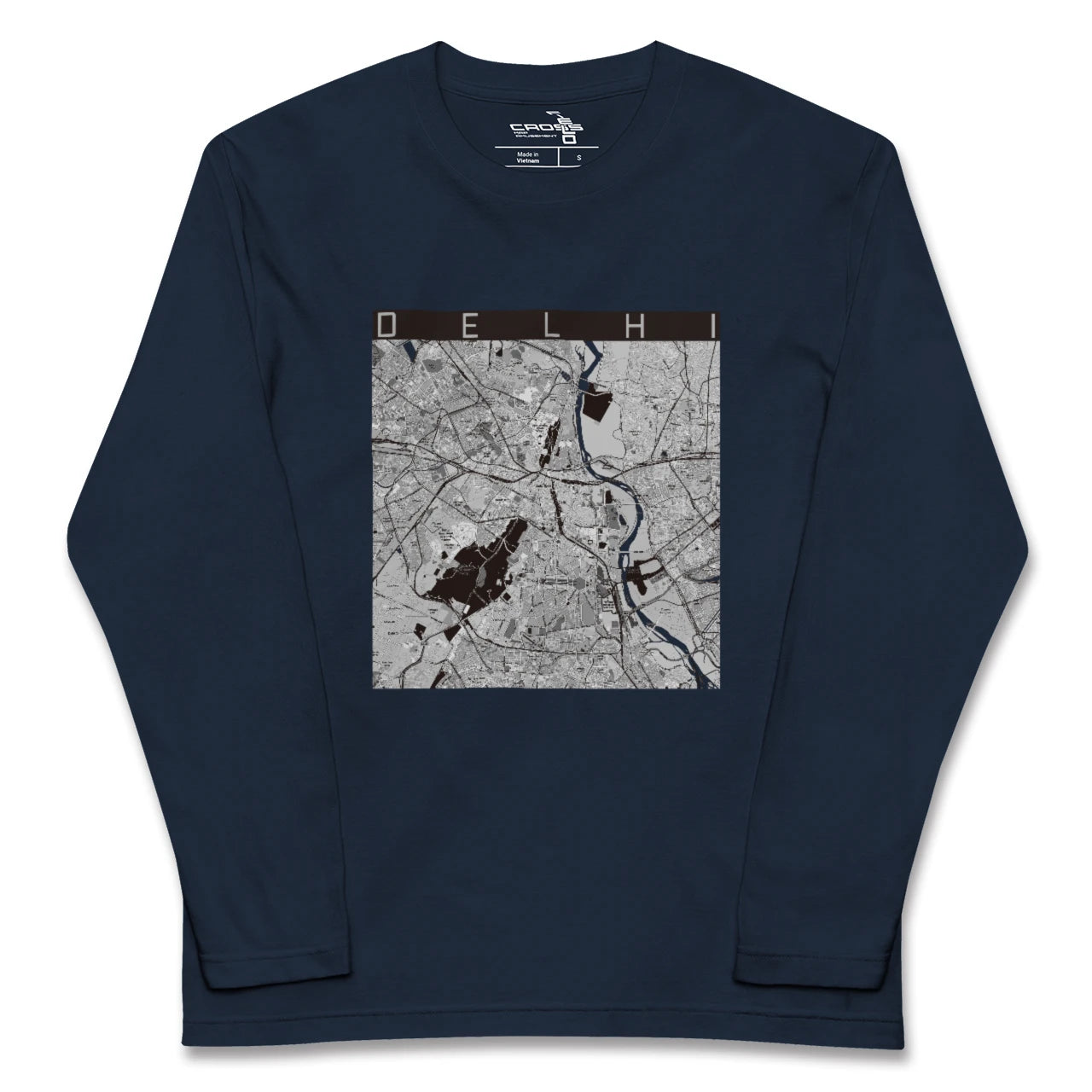 【デリー(インド)】地図柄ロングスリーブTシャツ