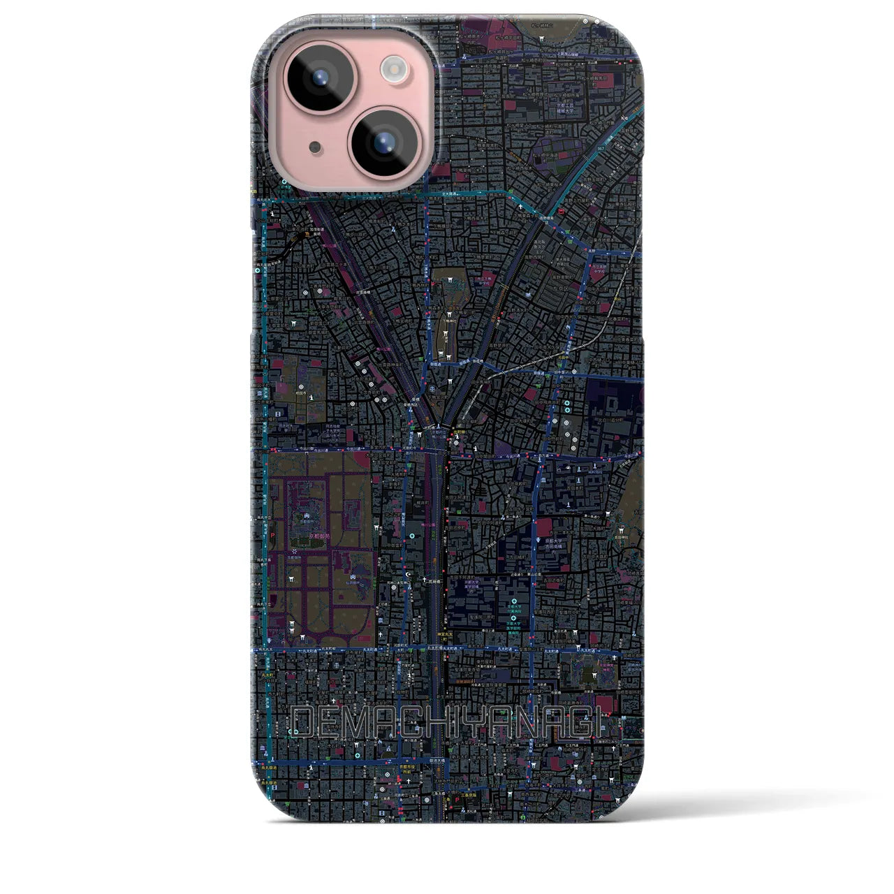 【出町柳(京都府)】地図柄iPhoneケース(バックカバータイプ)
