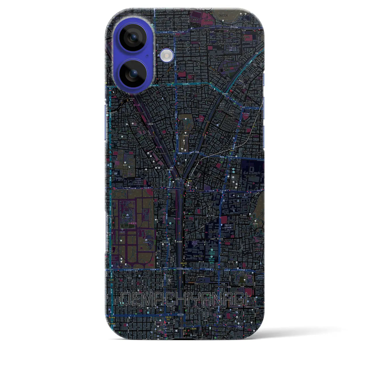 【出町柳(京都府)】地図柄iPhoneケース(バックカバータイプ)