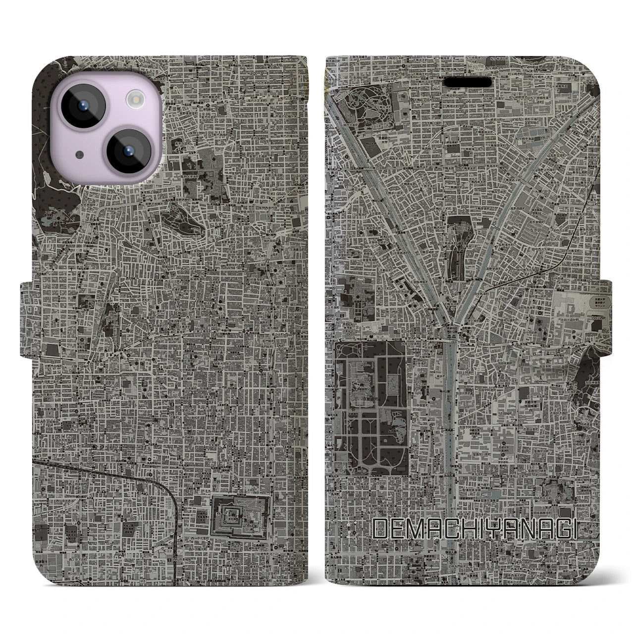 【出町柳(京都府)】地図柄iPhoneケース(手帳タイプ)