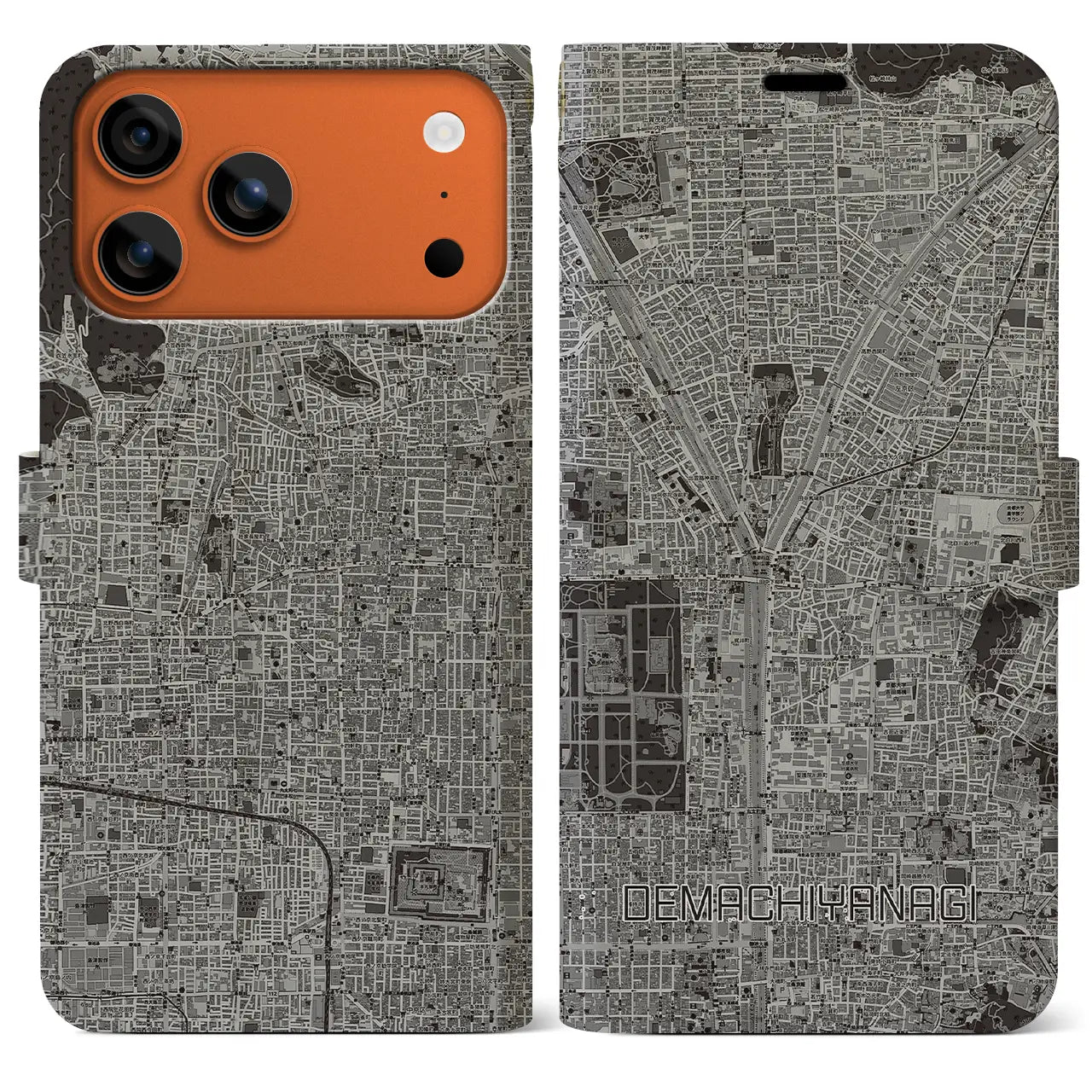 【出町柳(京都府)】地図柄iPhoneケース(手帳タイプ)