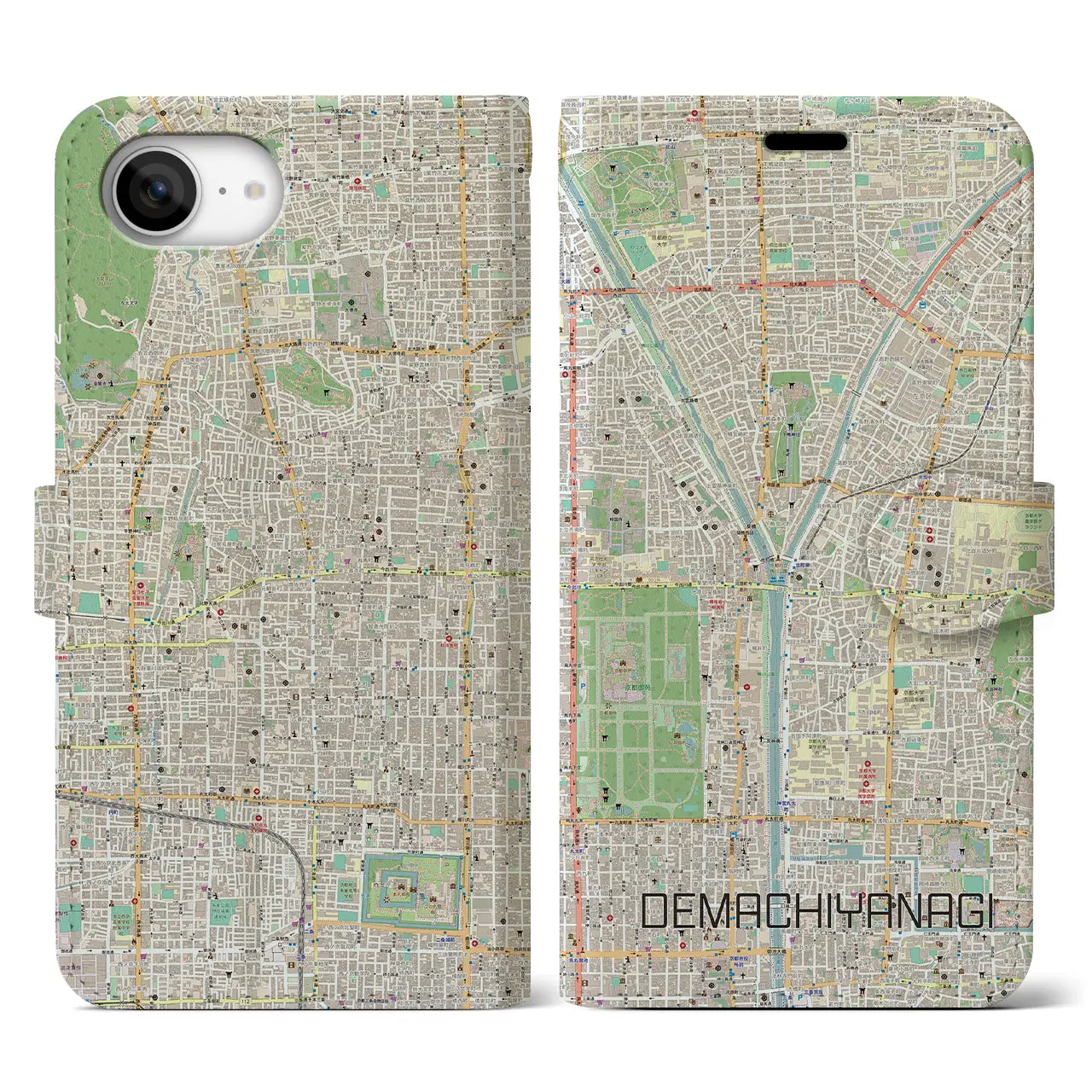【出町柳(京都府)】地図柄iPhoneケース(手帳タイプ)