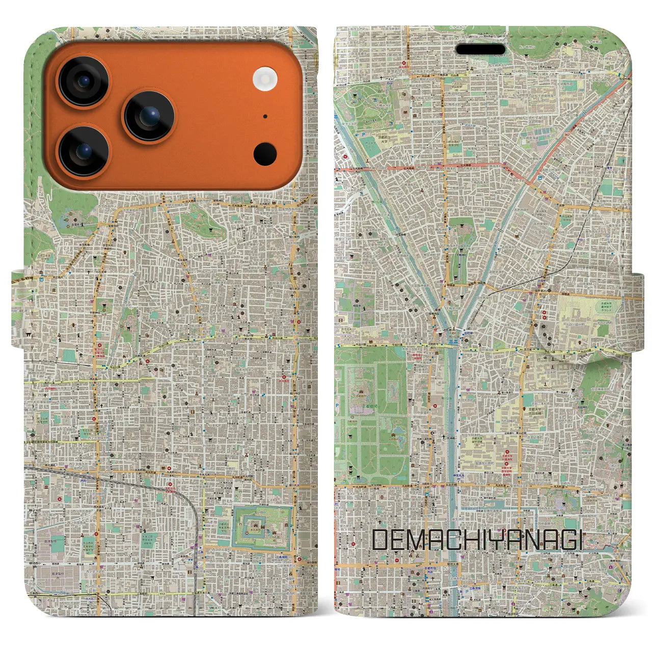 【出町柳(京都府)】地図柄iPhoneケース(手帳タイプ)