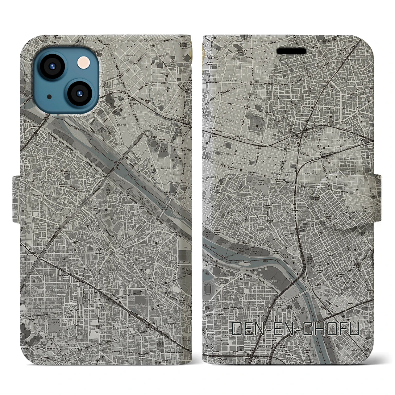 【田園調布(東京都)】地図柄iPhoneケース(手帳タイプ)