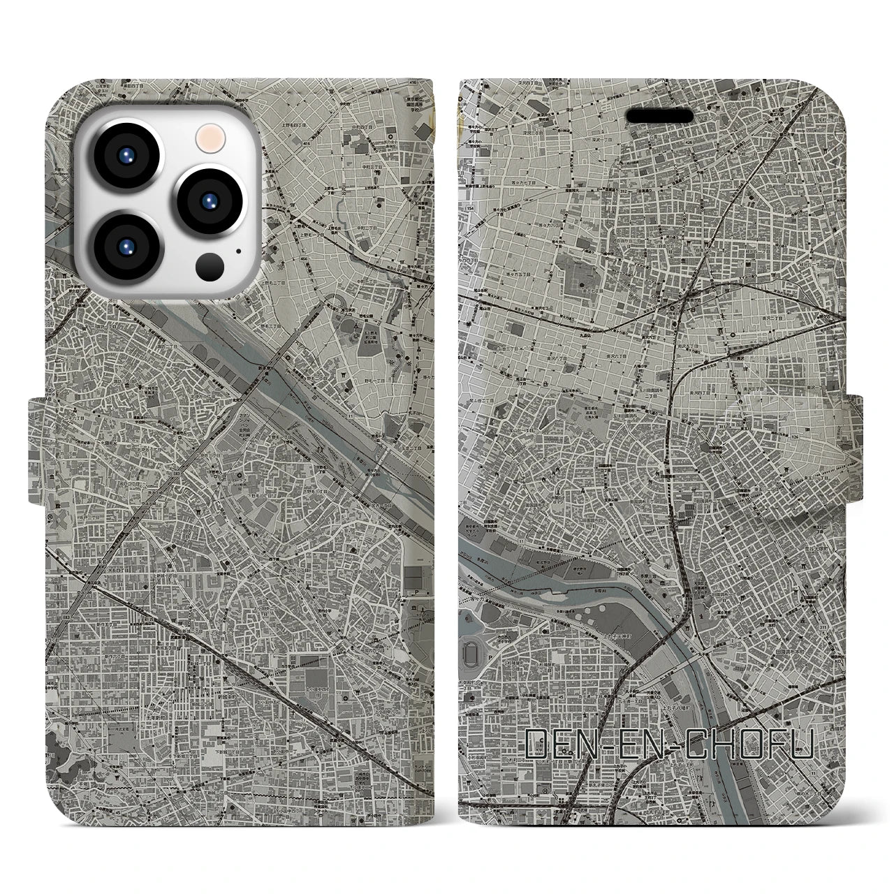 【田園調布(東京都)】地図柄iPhoneケース(手帳タイプ)